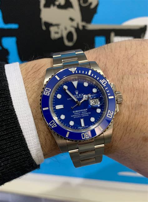 how much is a white gold rolex submariner|rolex submariner smurf white gold.